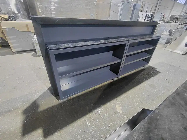 Cafe bar: Bar counter with interior shelving