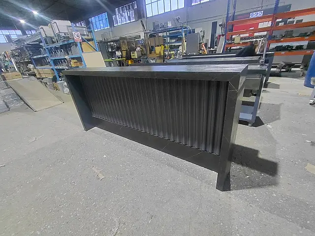 Cafe bar: Front bar counter with fluted facade