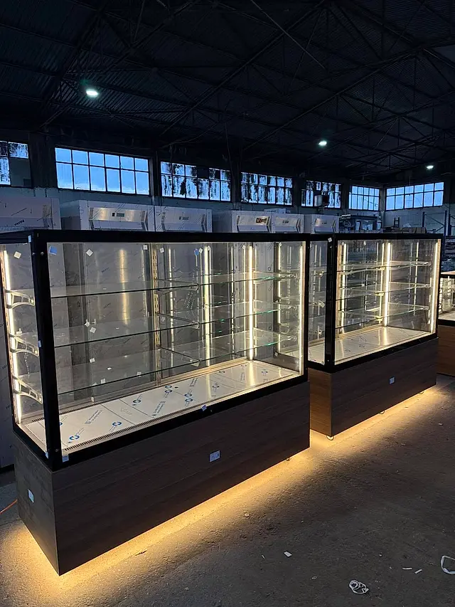 Row of displays at the factory