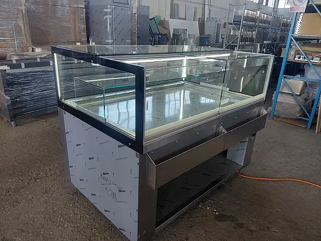 Production: Refrigerated display case with black frame