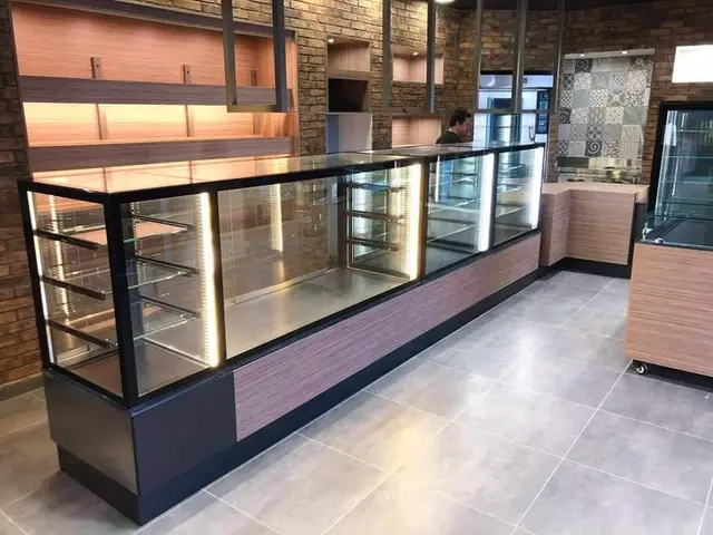 Pastry shop: LED-lit display cases